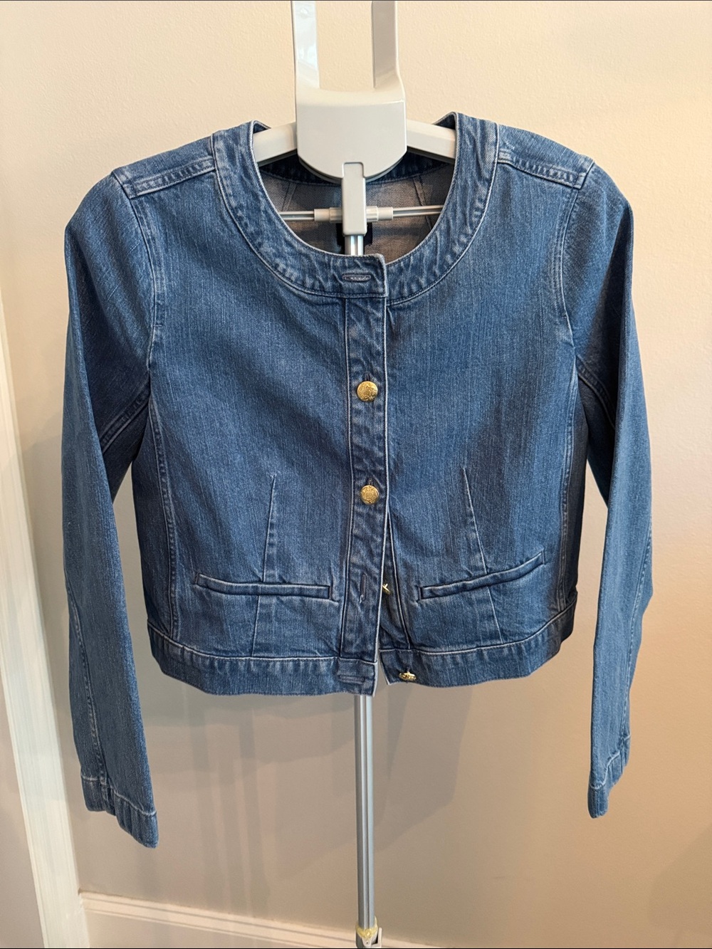 J.Crew Louisa collarless denim jacket